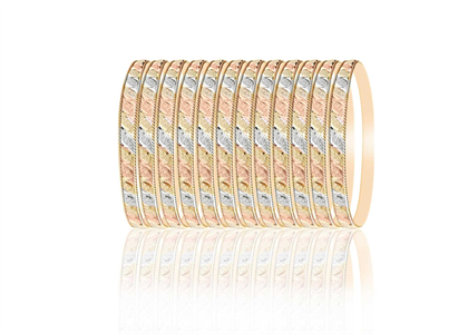 Three Tone Plated Side Veni Bangles